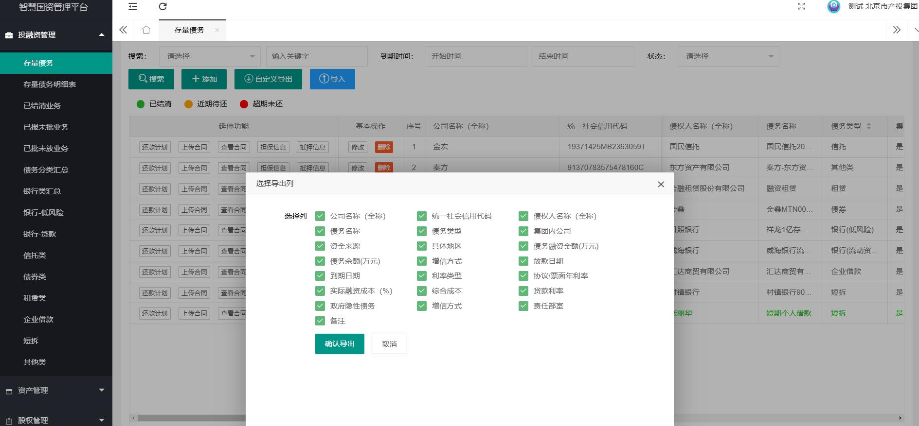 投融资管理-存量债务